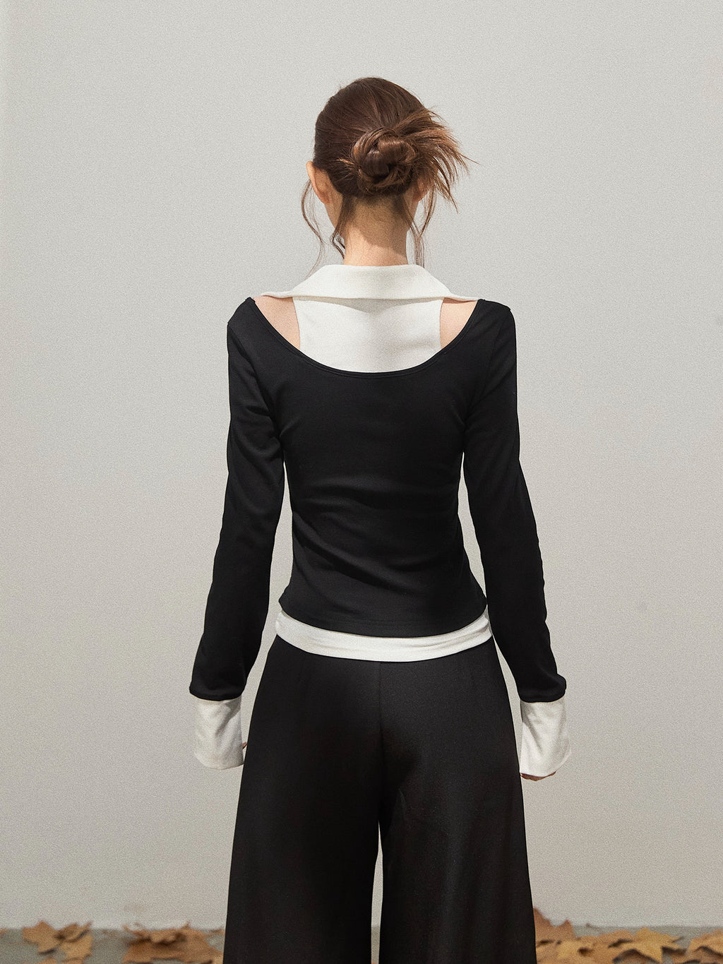 Women's Fall Design Two-Piece Tight Long Sleeve T-Shirt, Slim Waist and Easy to Match Therous