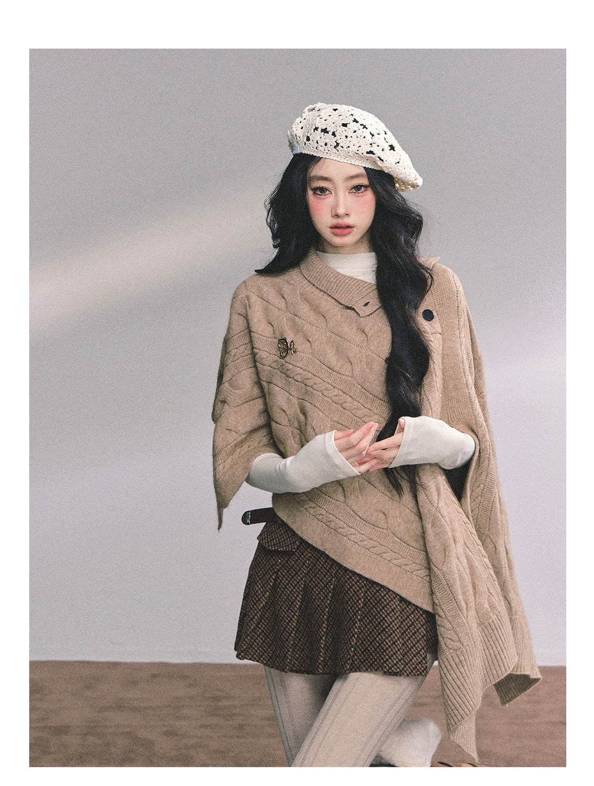 Shaoyeyan Women's Autumn Winter French Style High-end Knitted Wool Coat Loose Fit