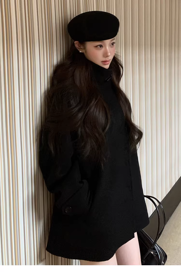 LaluneDuCiel 100% Korean-style double-sided wool coat for teenage girls.