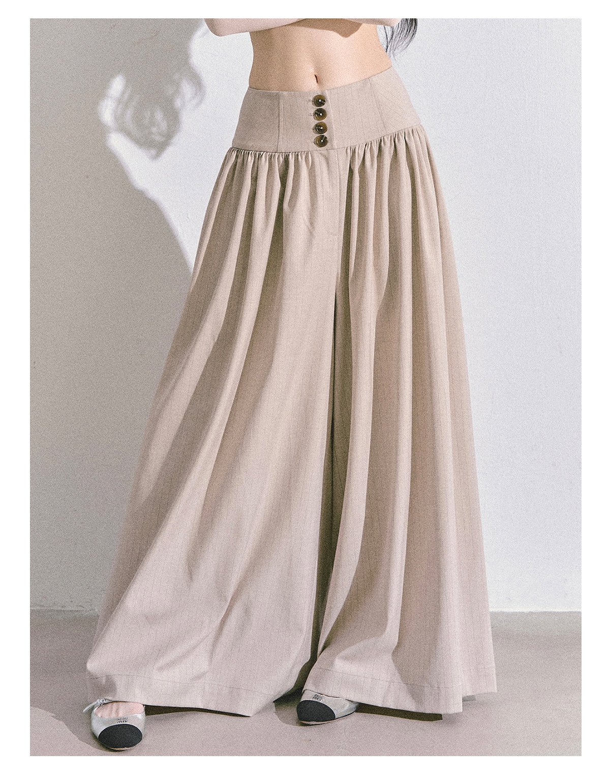 SHAOYEYAN Korean style comfortable wide leg pants for young women, loose straight leg pants, slim fit, gray long pants.