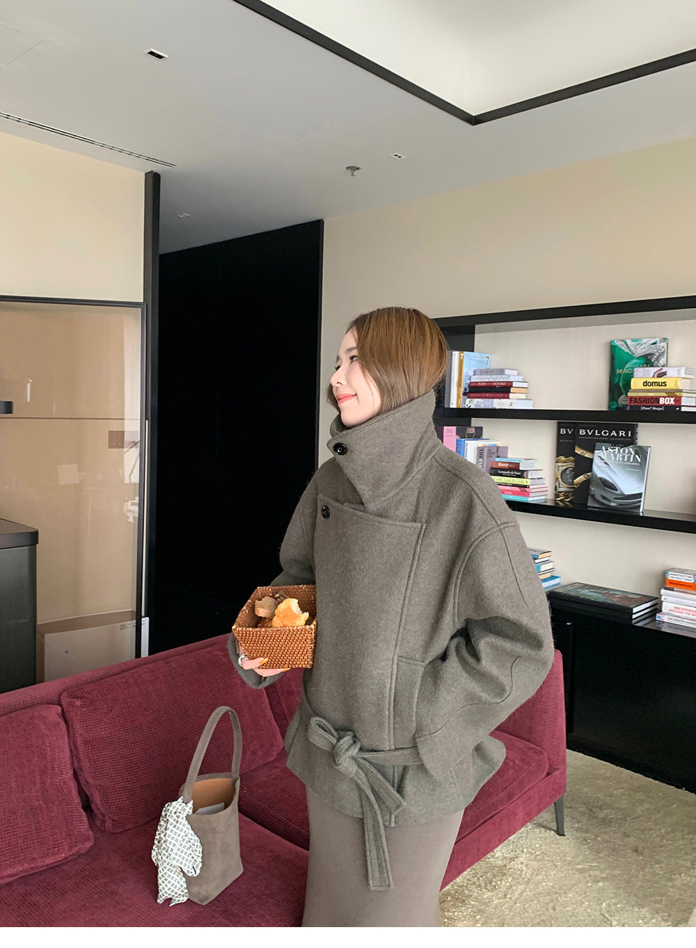 XZICHIC continues the classic style of Kim Min-hee wool coat, women's winter coat, size 57 (wool and alpaca wool).