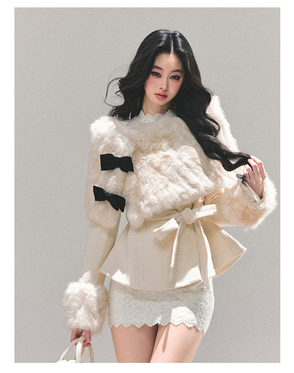 SHAOYEYAN Women's "Through Her Dreams" Luxury Winter Coat, Cloak and Shorts Trio Set