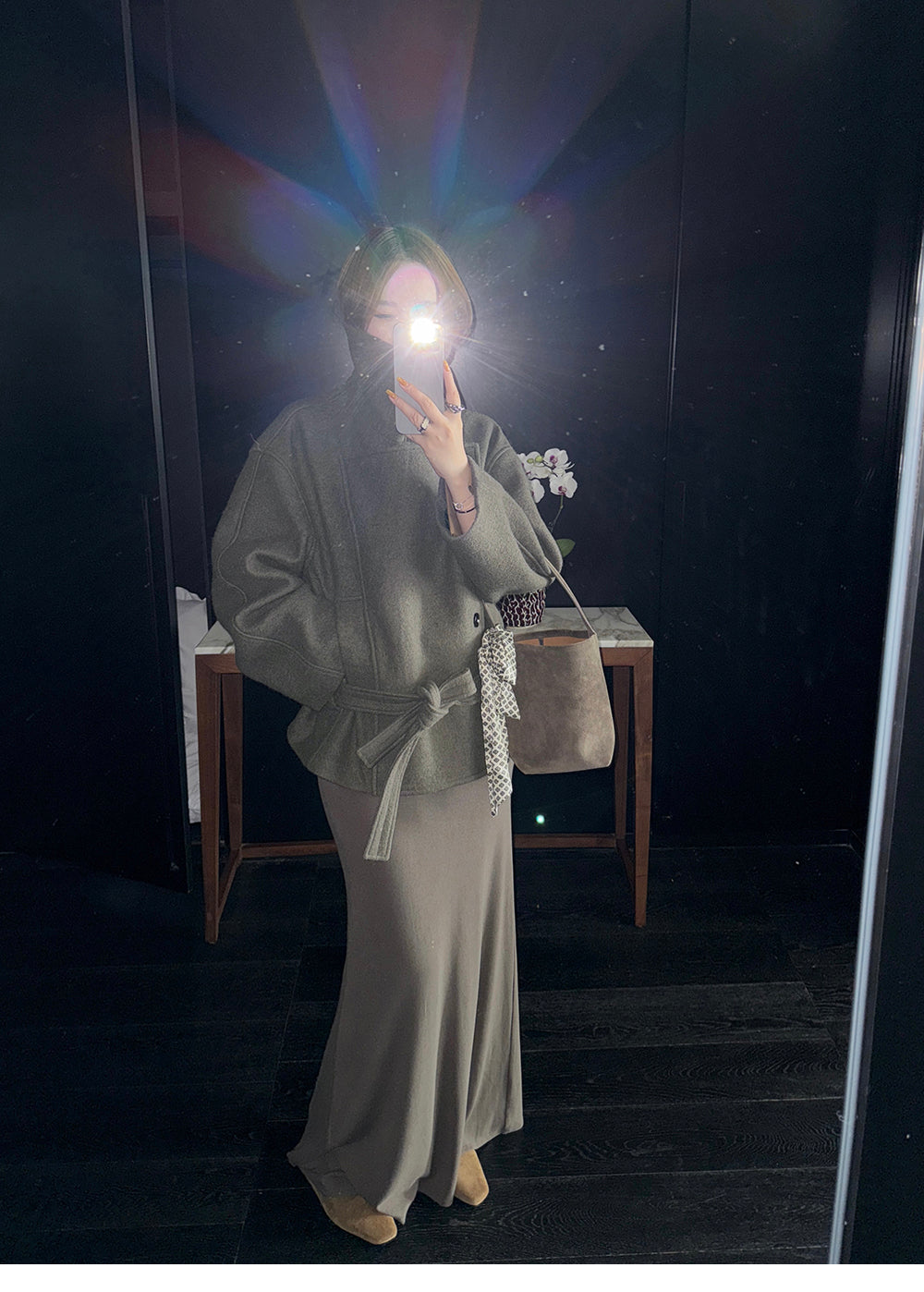 XZICHIC continues the classic style of Kim Min-hee wool coat, women's winter coat, size 57 (wool and alpaca wool).