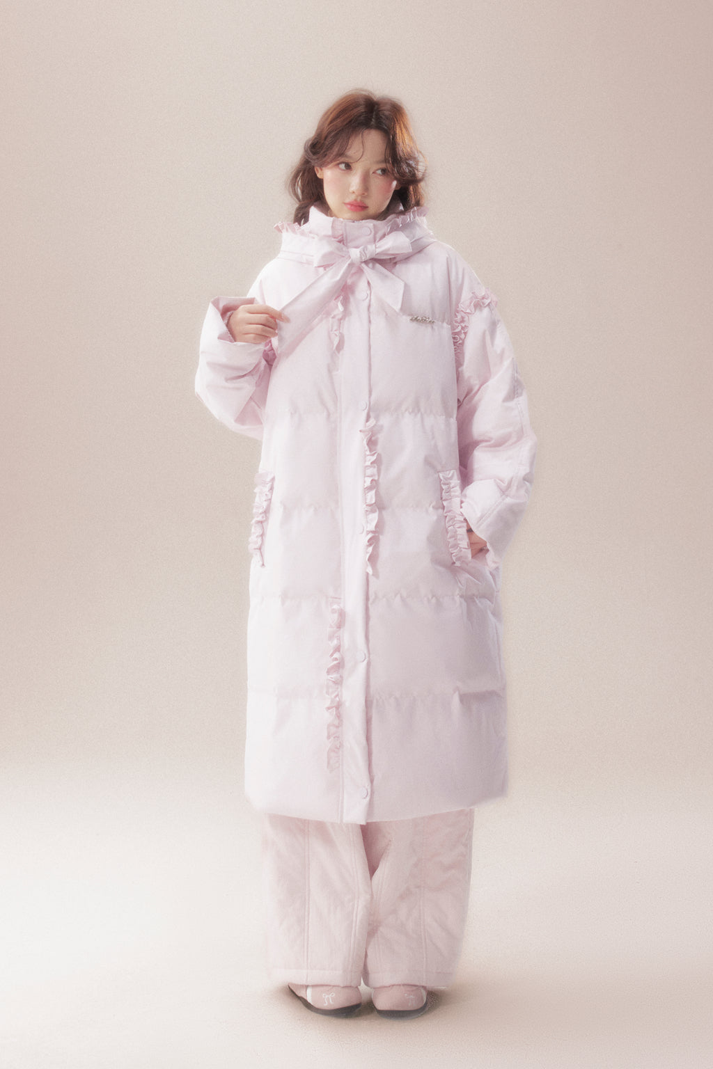 AORAA【極寒シリーズ】「雪国のあったか冬」オリジナルデザイン レーストリム付き防水ロングダウンジャケット第3世代