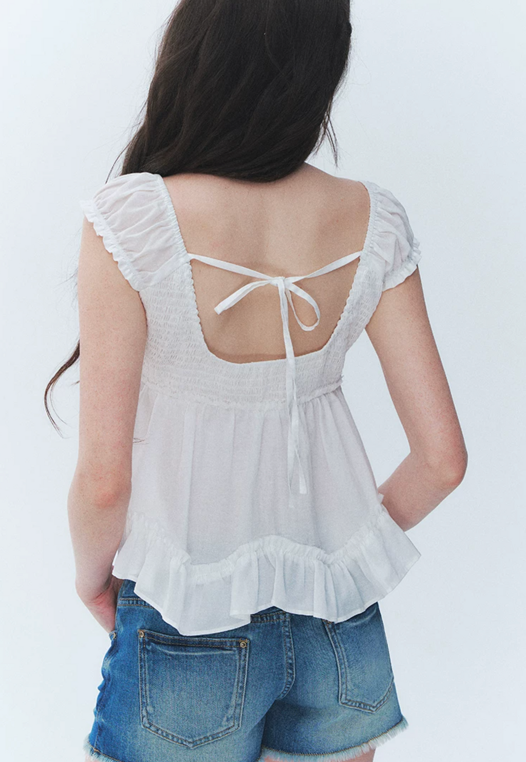 LaluneDuCiel Summer sweet French lace V-neck short-sleeved shirt for women