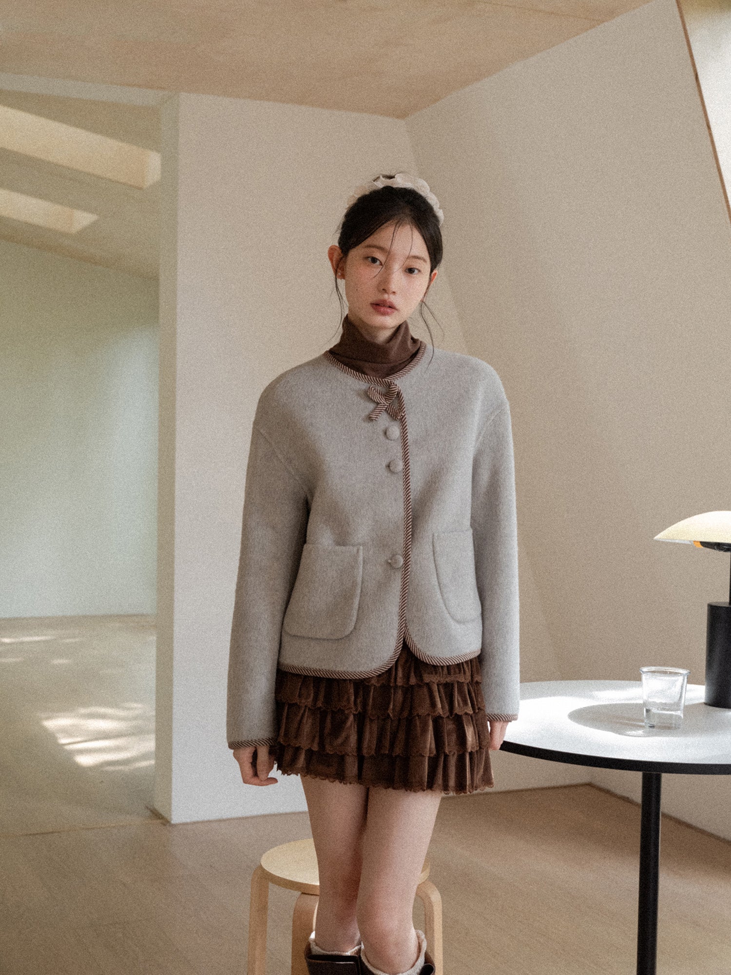 CANTONSTORY Yangcheng Story Korean style 70% wool double-sided wool coat for women winter new sweet (with handbag))