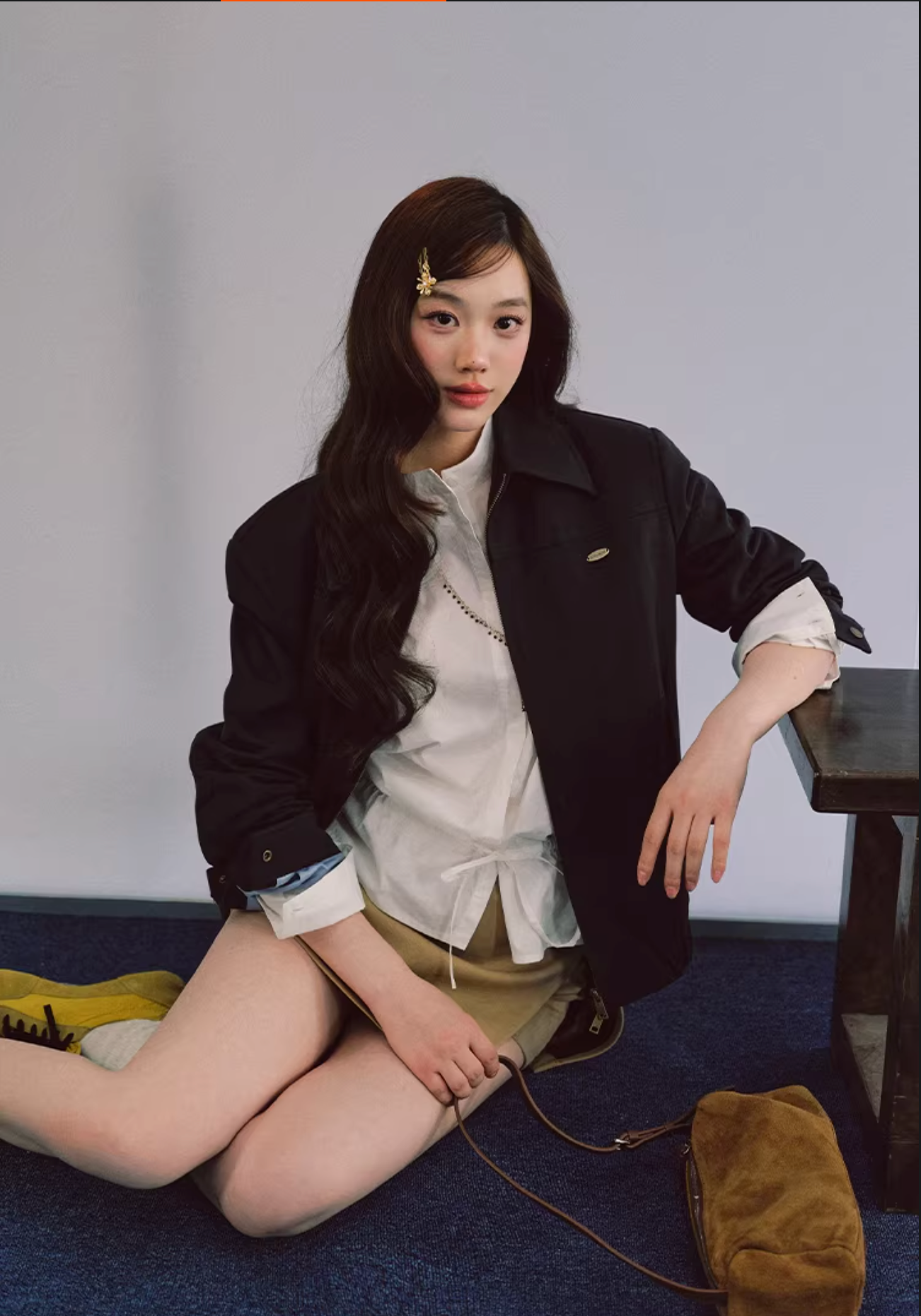 LaluneDuCiel High quality women's jacket made of pure cotton, simple, classic design, with shoulder pads