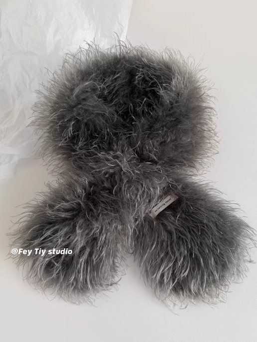 FEITIY Feytiy Superfine Curly Fur Scarf - Warm, versatile and new high-end style for women, perfect for winter.