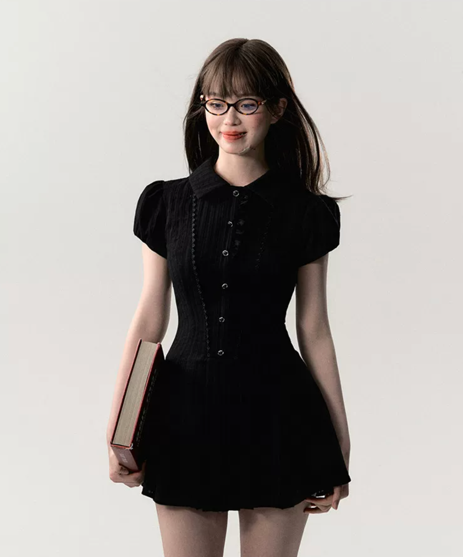 OAKMOO "Waiting for you after class" dress, A-line skirt, short-sleeved shirt dress, work/student style