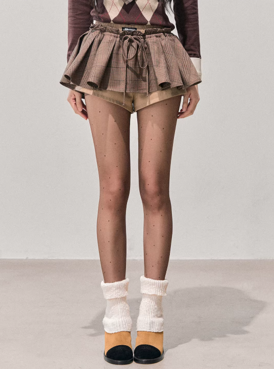 SHAOYEYAN AOMALM's "Annie's Waltz" American-style chiffon dress for women, winter plaid mini dress, culottes that flatter the figure.