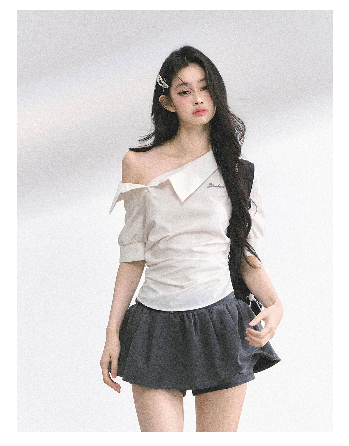 High-quality round-leg French-style off-the-shoulder, slim-fit, short-sleeved summer men's t-shirt for women SHAOYEYAN