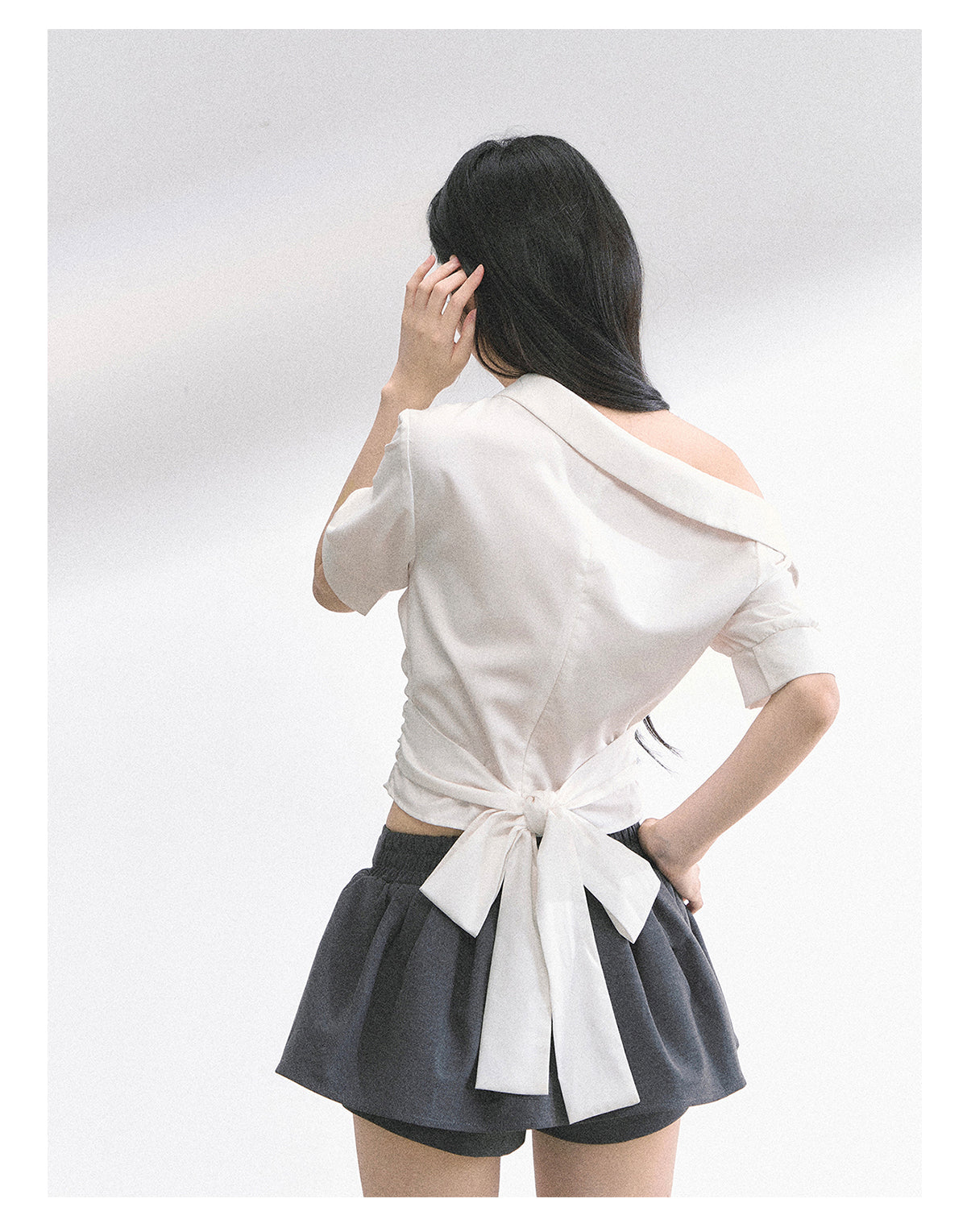 High-quality round-leg French-style off-the-shoulder, slim-fit, short-sleeved summer men's t-shirt for women SHAOYEYAN