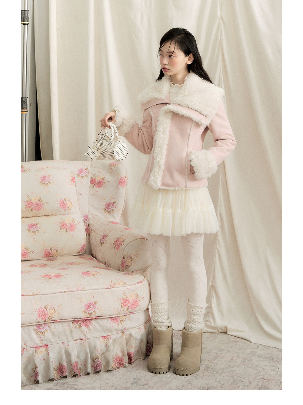 ANNATTO Original Design Winter New Style Fur Lining Coat with Lapel, Slim Fit, Warm and Comfortable - For Women