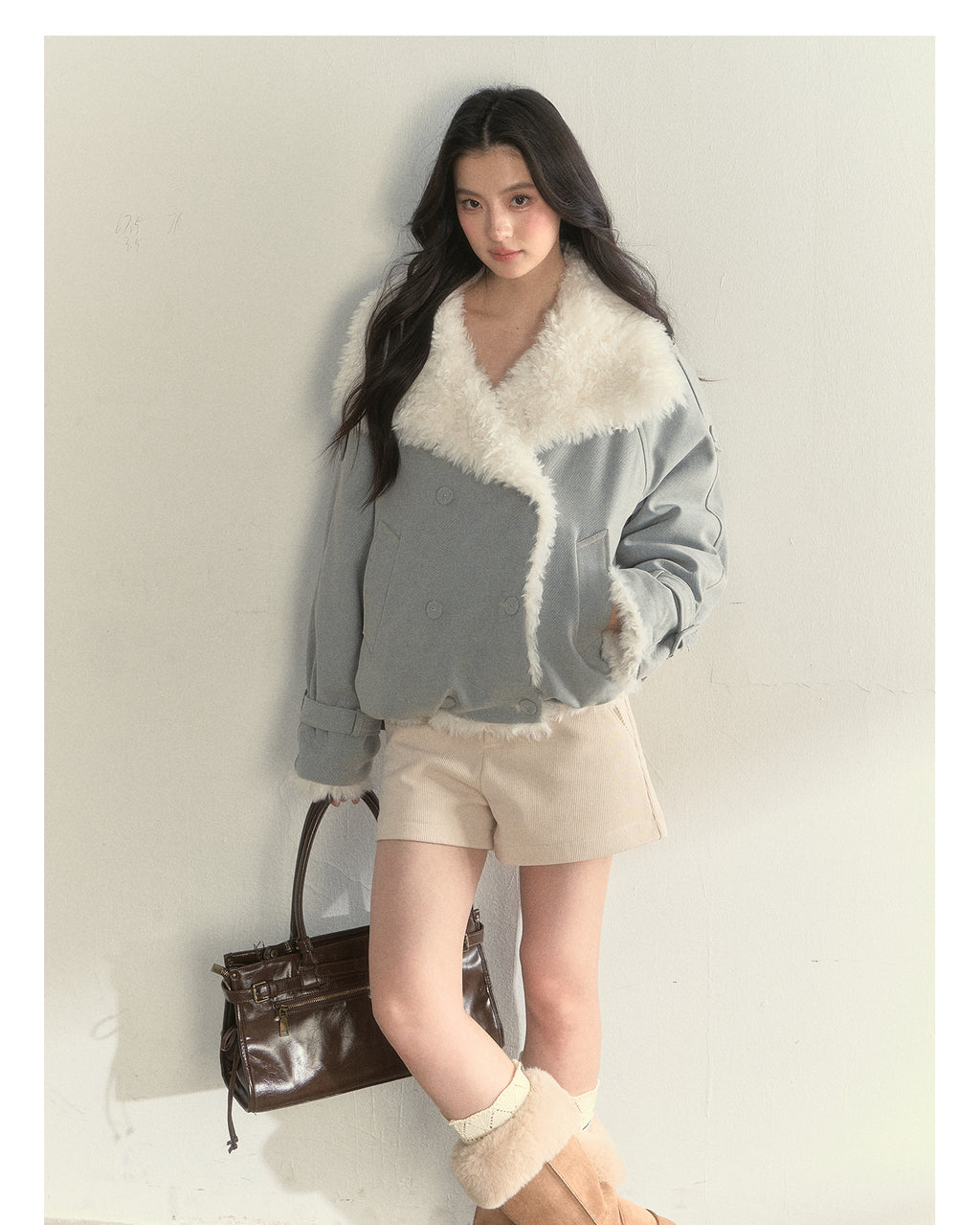 SUNSET PARK "Warm Winter Oak Forest" Soft Double-Breasted Fleece Parka