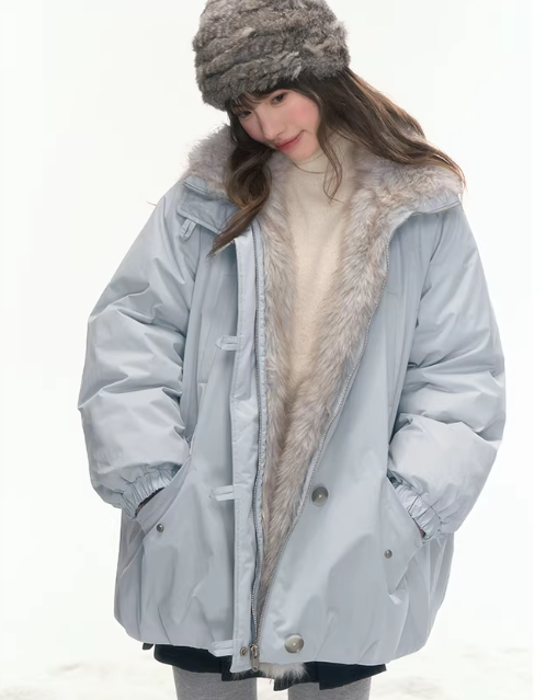 CANSTOREGIRLS National Standard Parker Flower Bud warm winter coat, in 'Light Blue Snow Whisper'