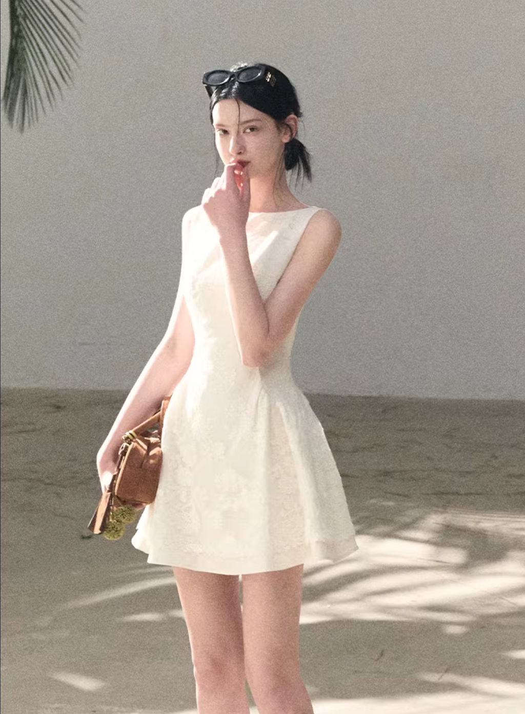 OAKMOO / Sleeveless, fitted wool dress "Spring Wisteria" for women,