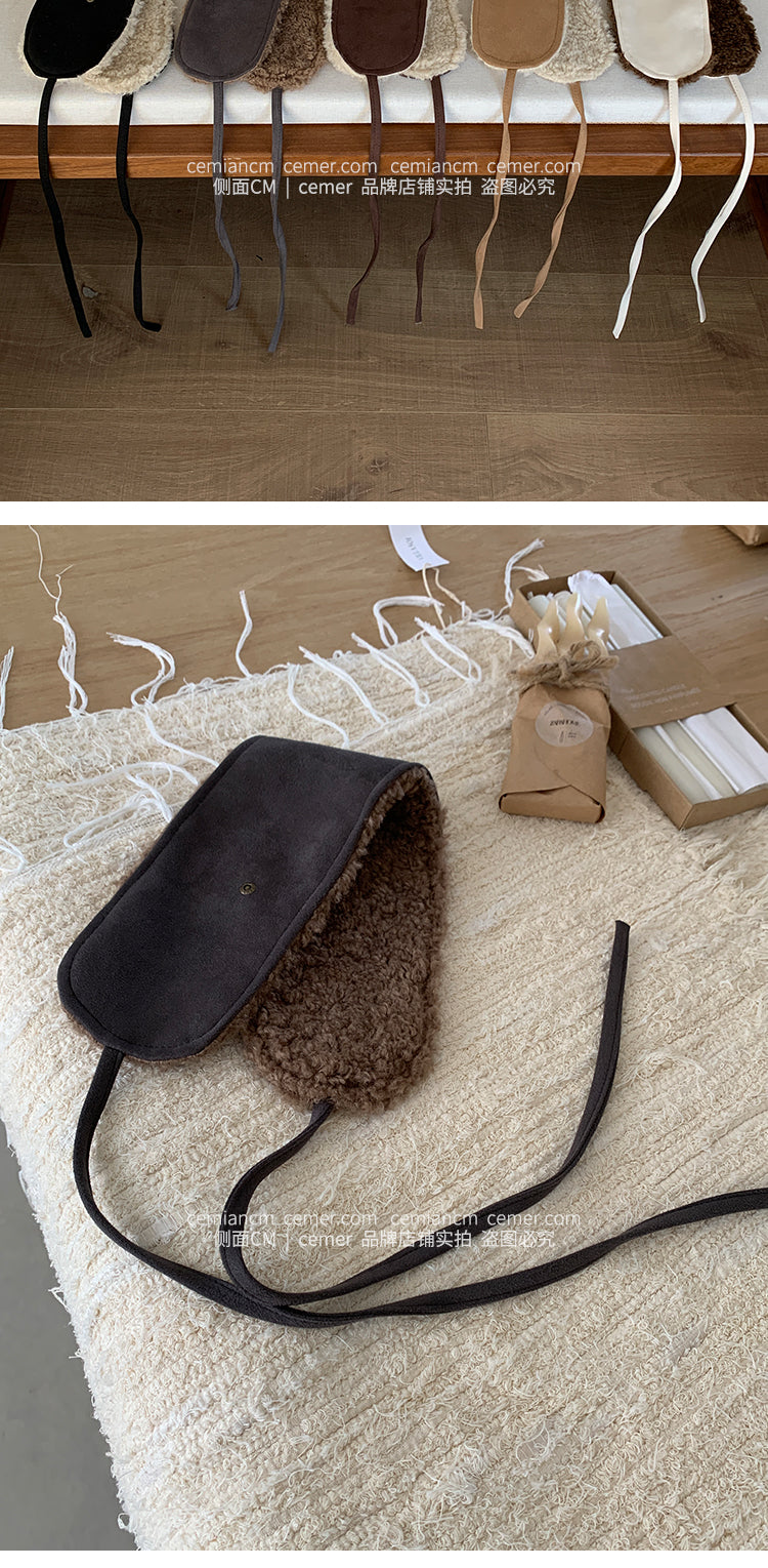 Zhang Yuanying style women's fleece earmuffs, perfect for cycling, warm and comfortable in winter.