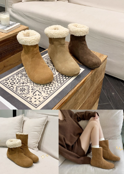 CEBOSTIN Snow boots, fleece lined, warm genuine leather low-cut Chelsea boots with thick sole, new arrival winter 2025