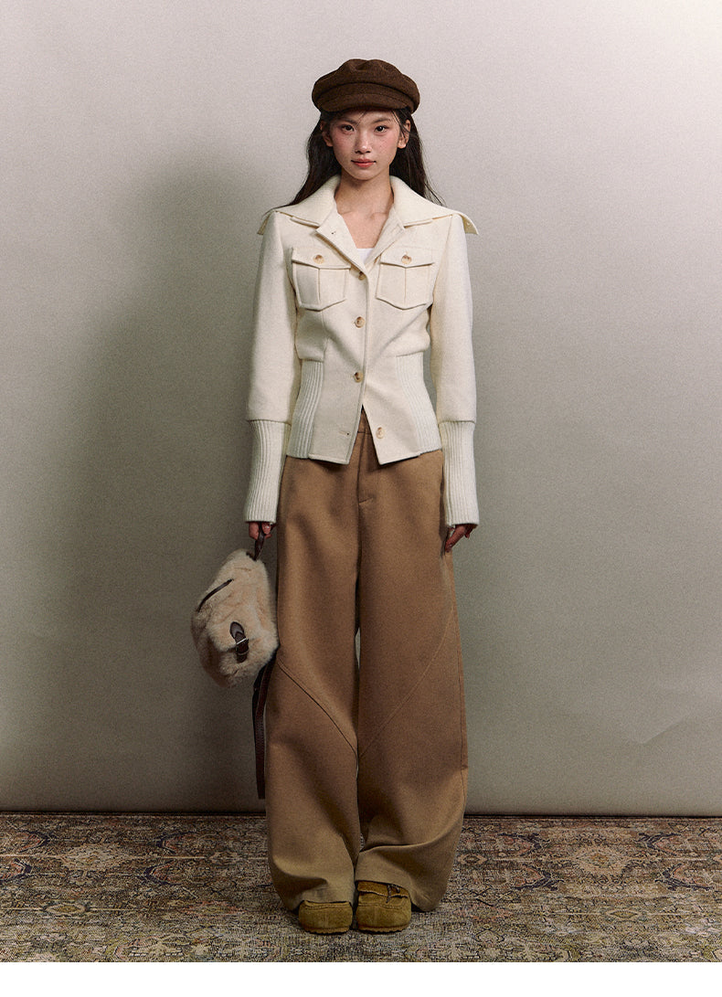 Soote Season Original Classic High Waisted Corduroy Cropped Coat