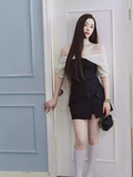 LaLuneDuCiel Short tulip skirt/skirt, slit, high quality, fashionable, versatile, flattering, office style for spring women.