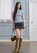 LaluneDuCiel Low-waisted, sexy, versatile, simple mini skirt, washed denim material, for women