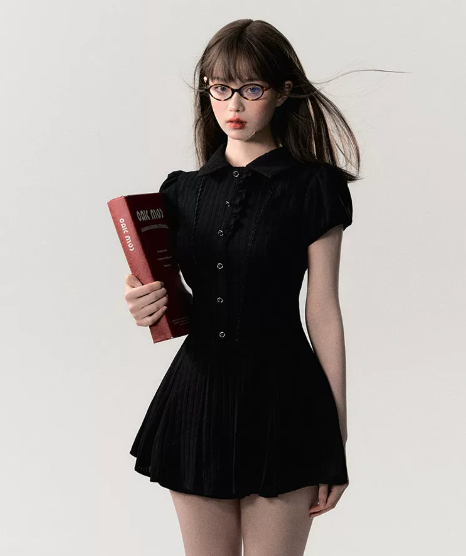 OAKMOO "Waiting for you after class" dress, A-line skirt, short-sleeved shirt dress, work/student style