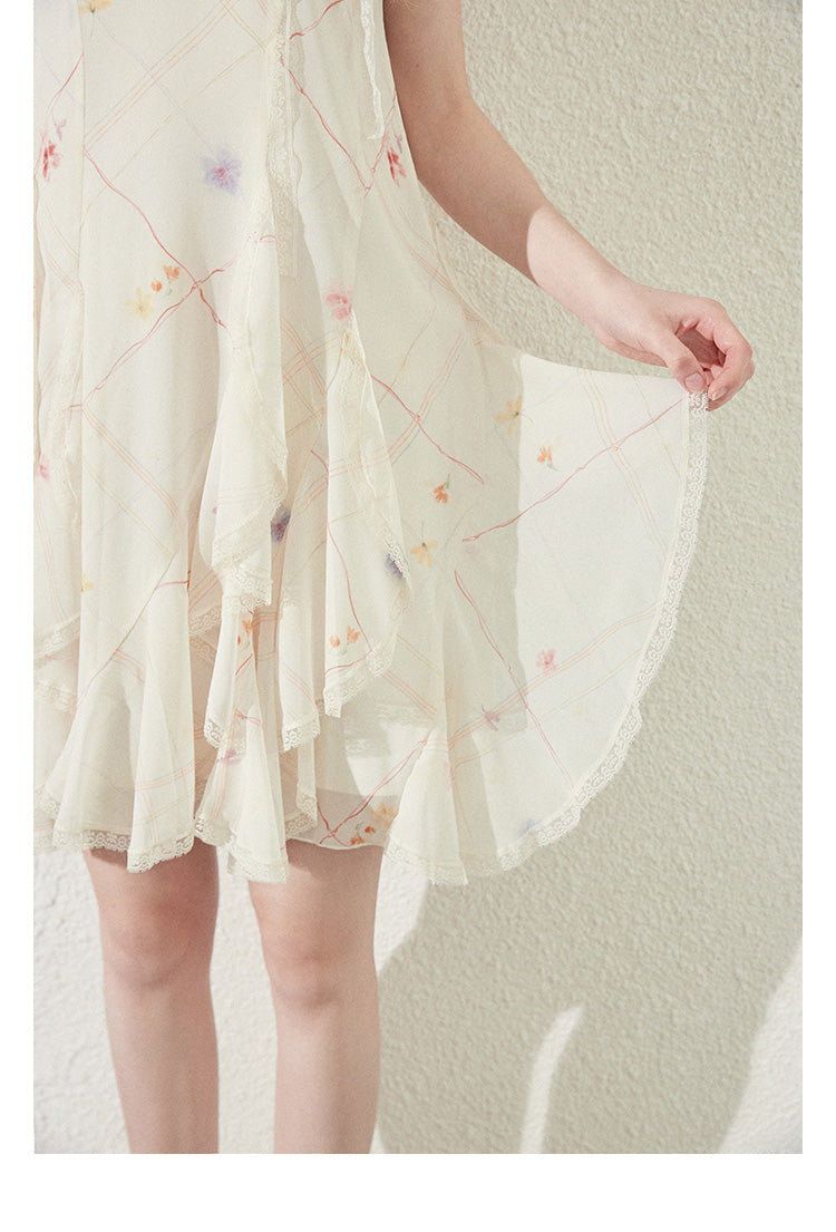 "Vanilla Star Ice" uneven hem pleated maxi dress for summer holidays, Callmelater