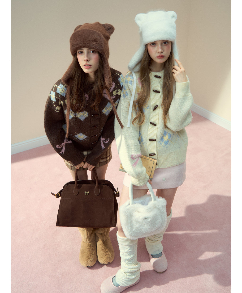 SunsetPark Women's "Warm bow fair ísle" Classic Button-Down Wool Coat