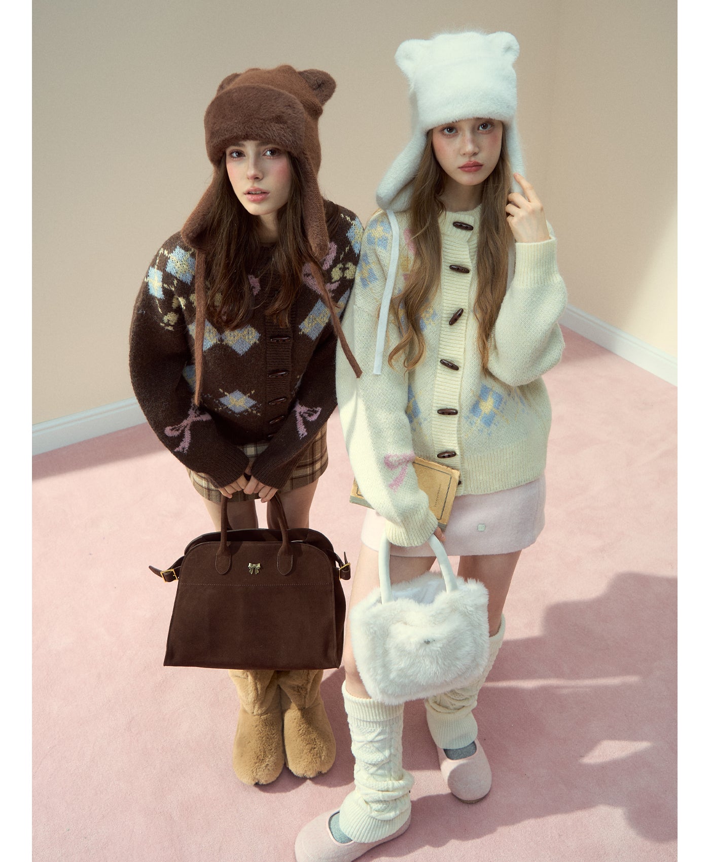 SunsetPark Women's "Warm bow fair ísle" Classic Button-Down Wool Coat