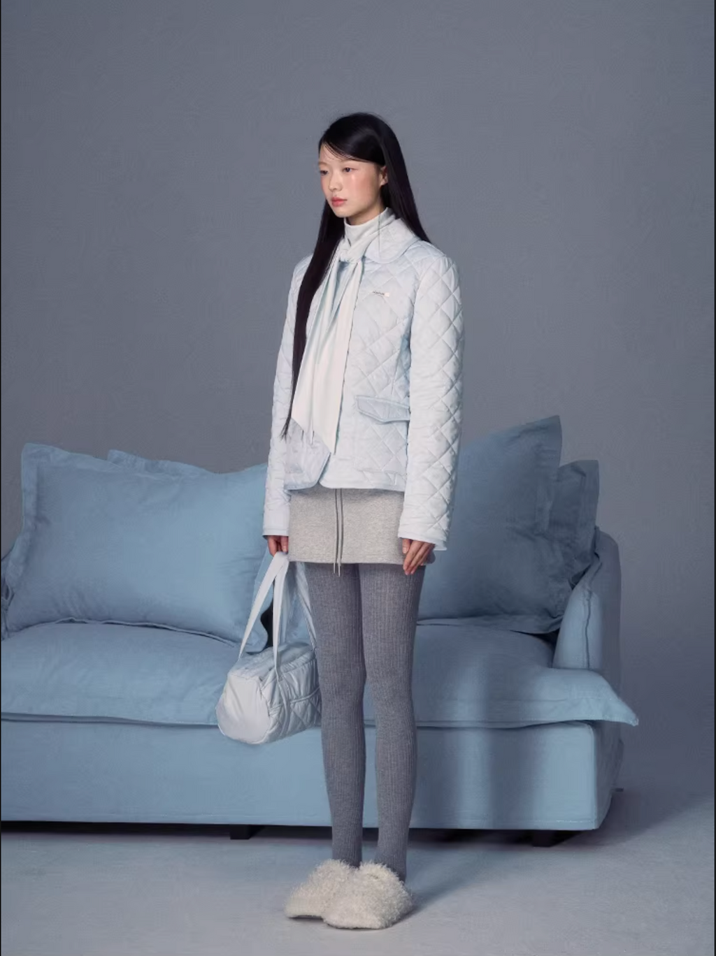 LaluneDuCiel Women's cute and playful quilted cotton jacket, winter 2025, casual style and solid color