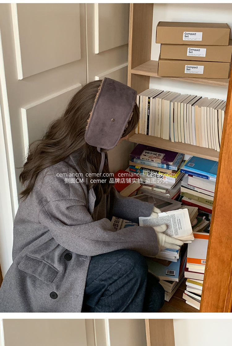 Zhang Yuanying style women's fleece earmuffs, perfect for cycling, warm and comfortable in winter.