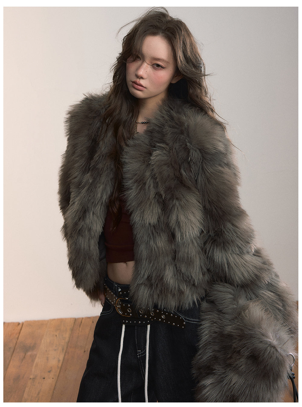 VIAPITTI Eco-friendly short pu leather jacket fur material autumn winter street style for women