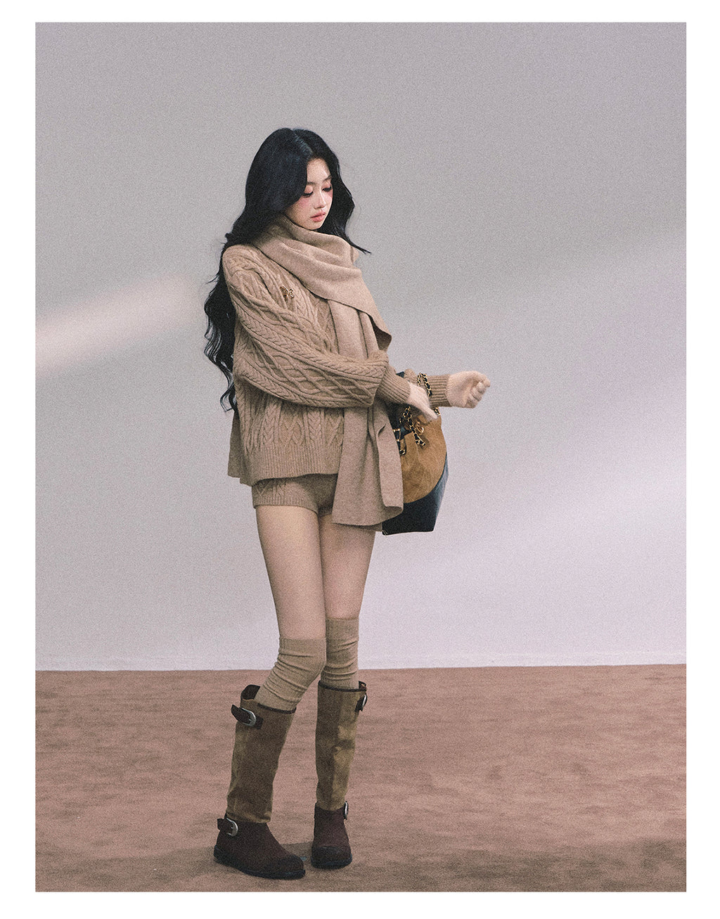 SHAOYEYAN Women's Korean Style "Zurich Student" Winter Cable Knitted Sweater Three-piece Set