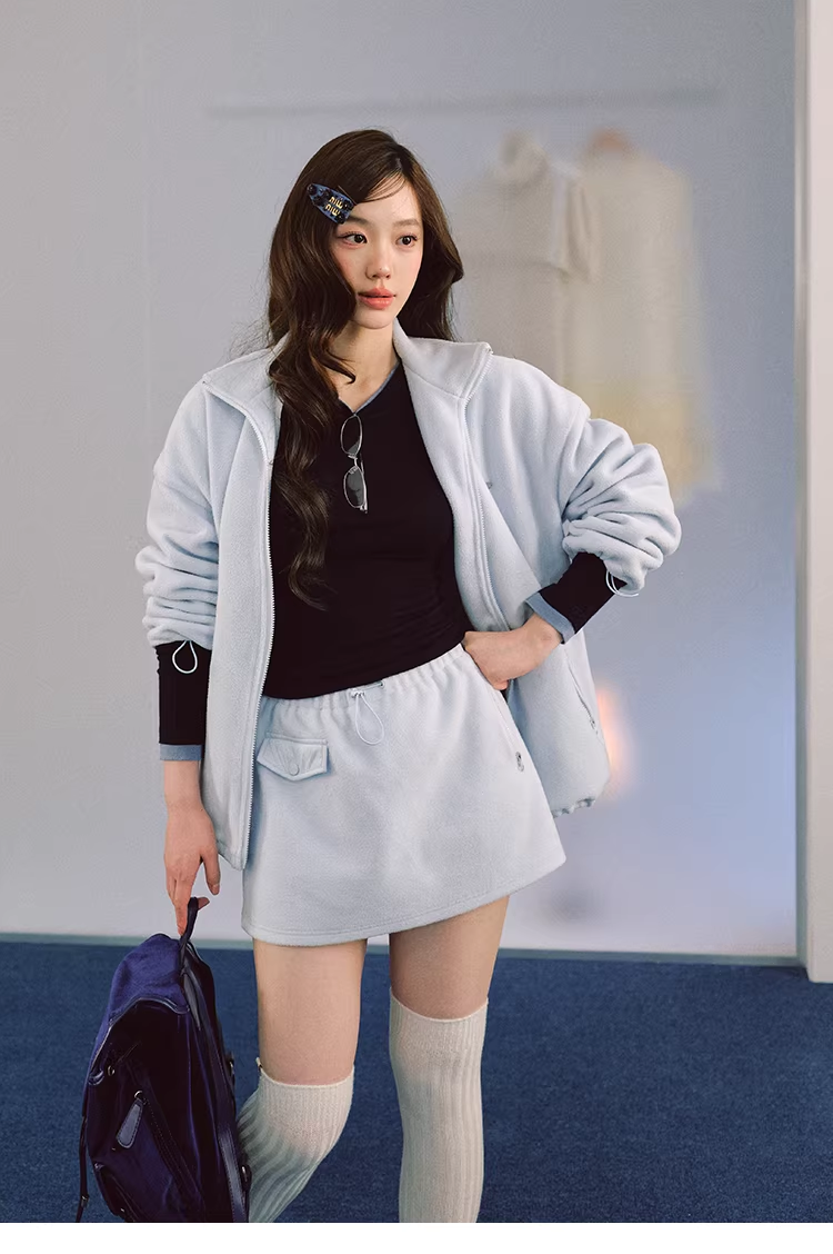LaluneDuCiel Bobbi cotton flannel stand collar jacket, comfortable and casual style, versatile.
