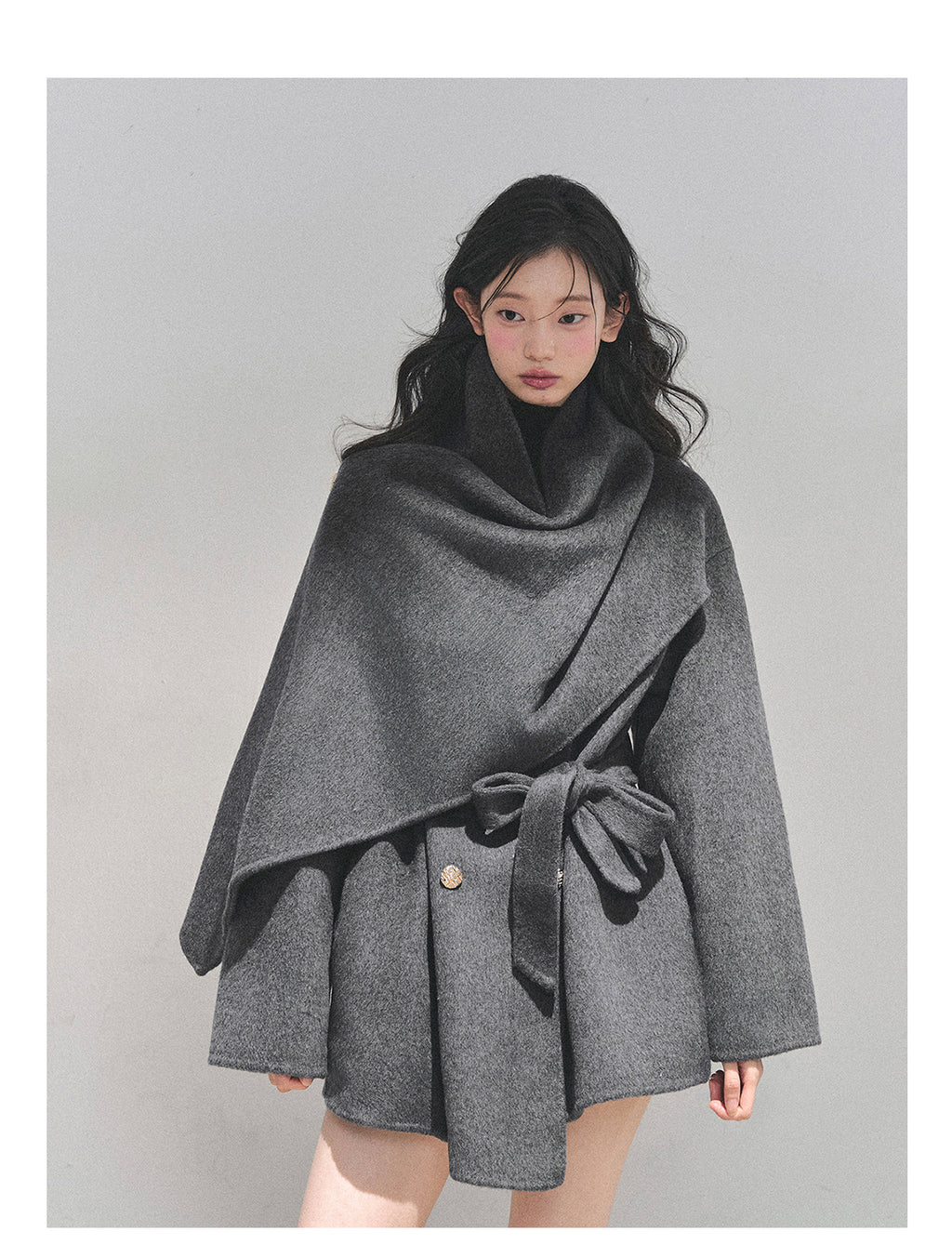 SHAOYEYAN Aomalm women's "Winter Balthore" French style English wool coat, loose double-sided wool coat.