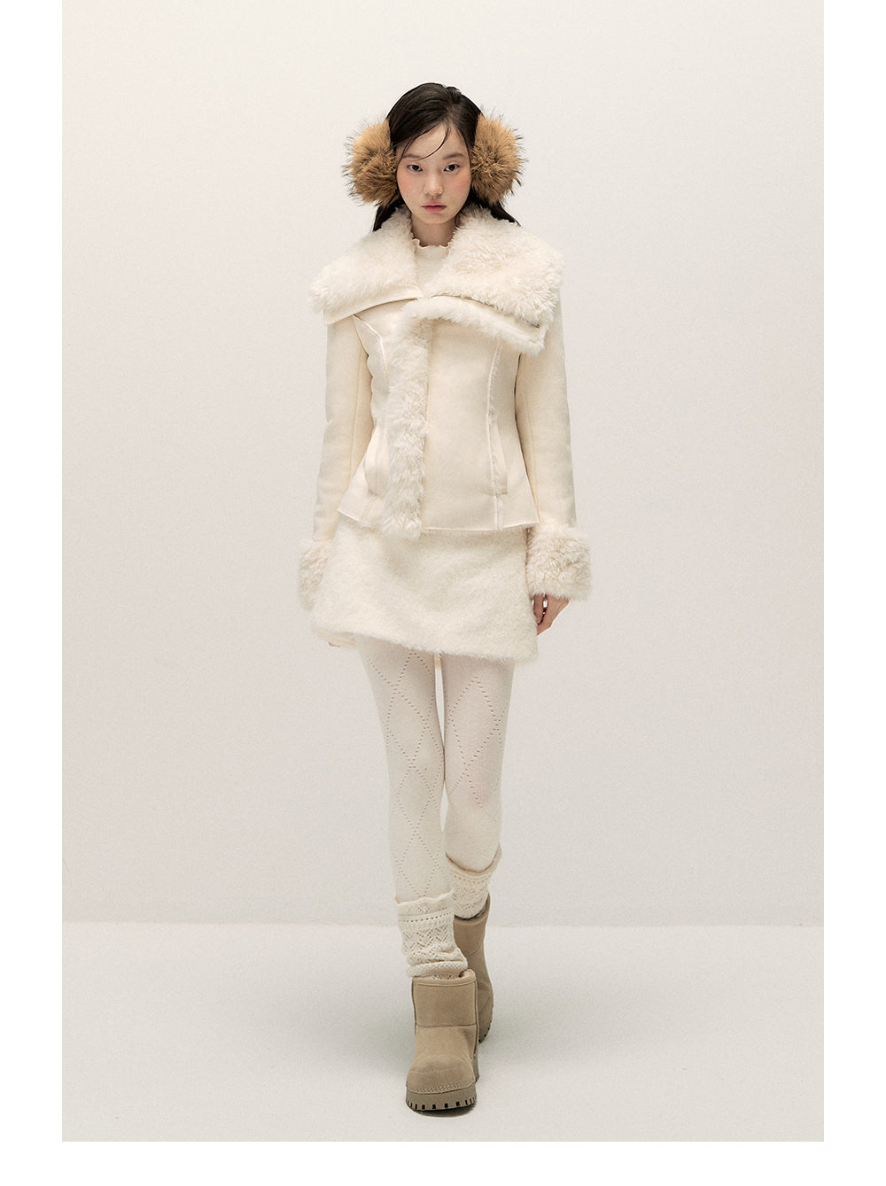 ANNATTO Original Design Winter New Style Fur Lining Coat with Lapel, Slim Fit, Warm and Comfortable - For Women