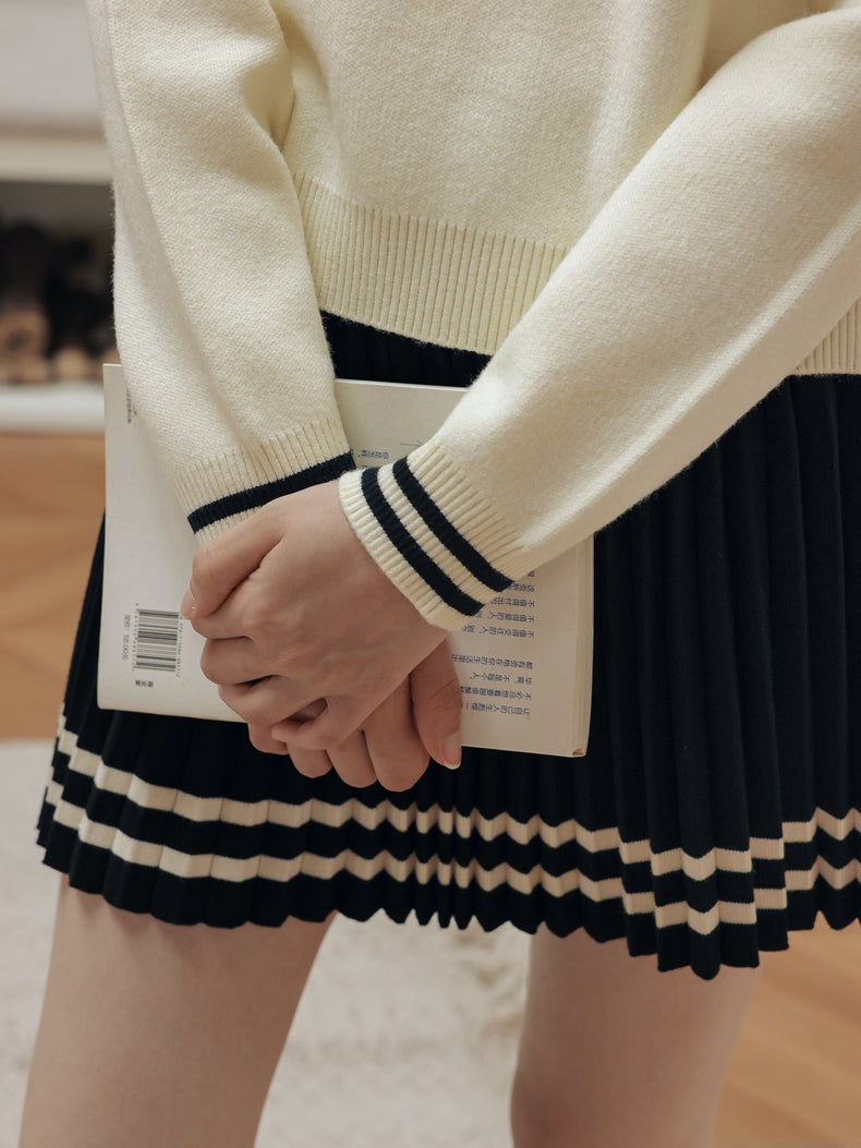 [Island Diary] Japanese style navy blue plaid turtleneck sweater, college style knitted sweater dress for women autumn winter ISISLOVE