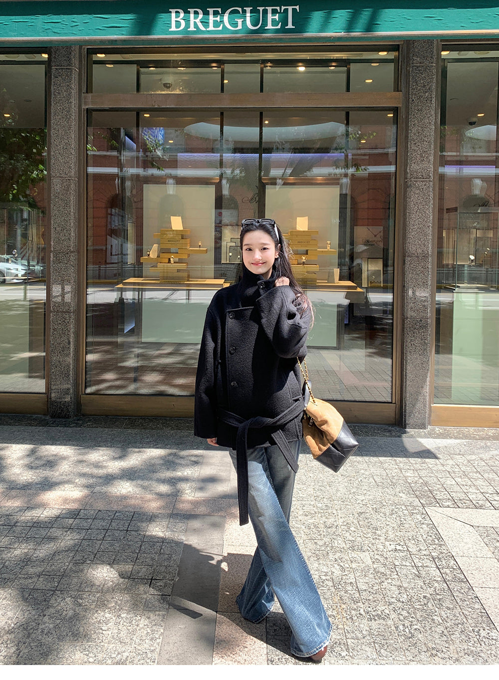 XZICHIC continues the classic style of Kim Min-hee wool coat, women's winter coat, size 57 (wool and alpaca wool).