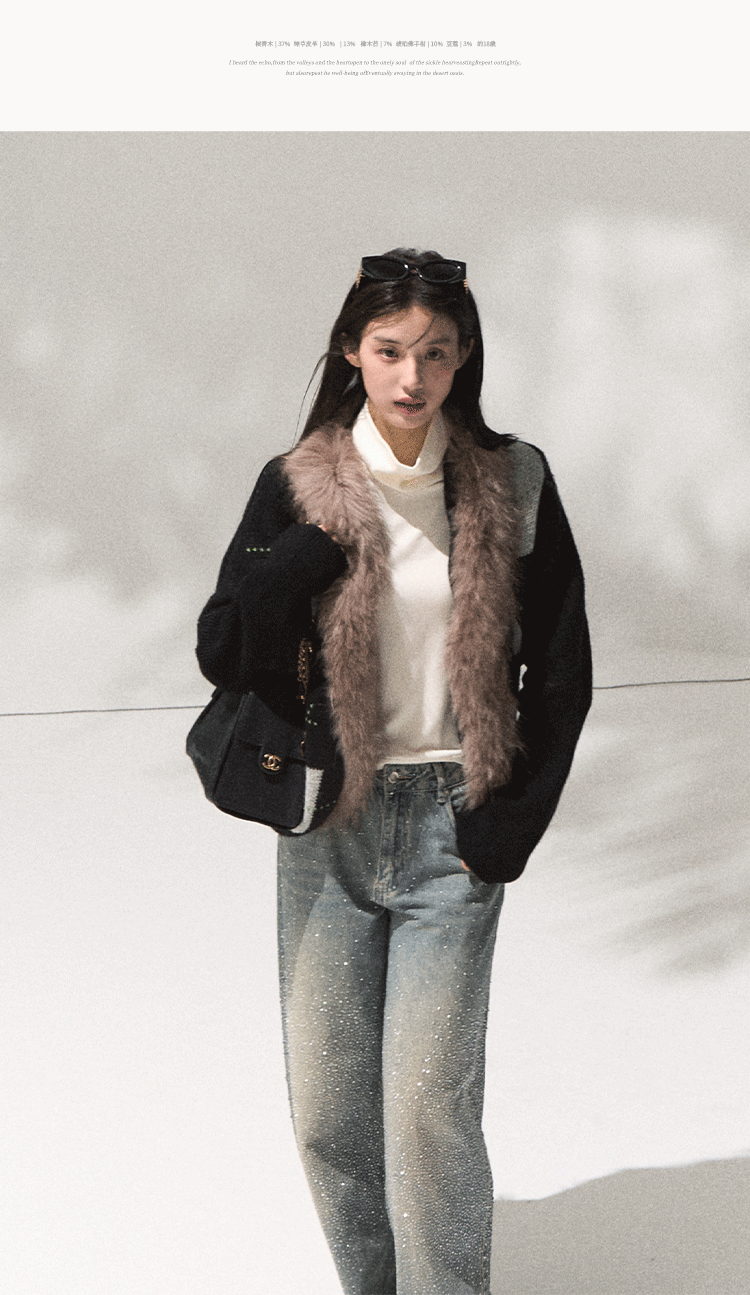 OAKMOO "Tangible Gift" - Women's Loose Cardigan with Raccoon Collar, Thick and Warm Coat.