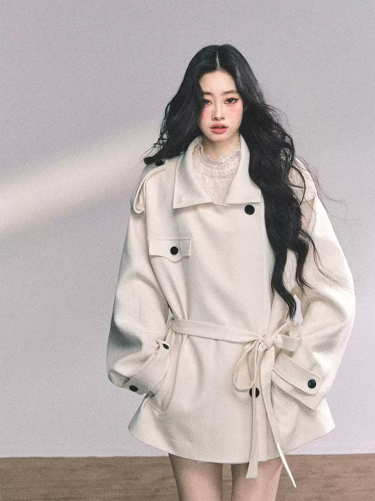 SHAOYEYAN Women's loose-fitting winter wool coat, flattering French-English style, "Shanghai Heiress"