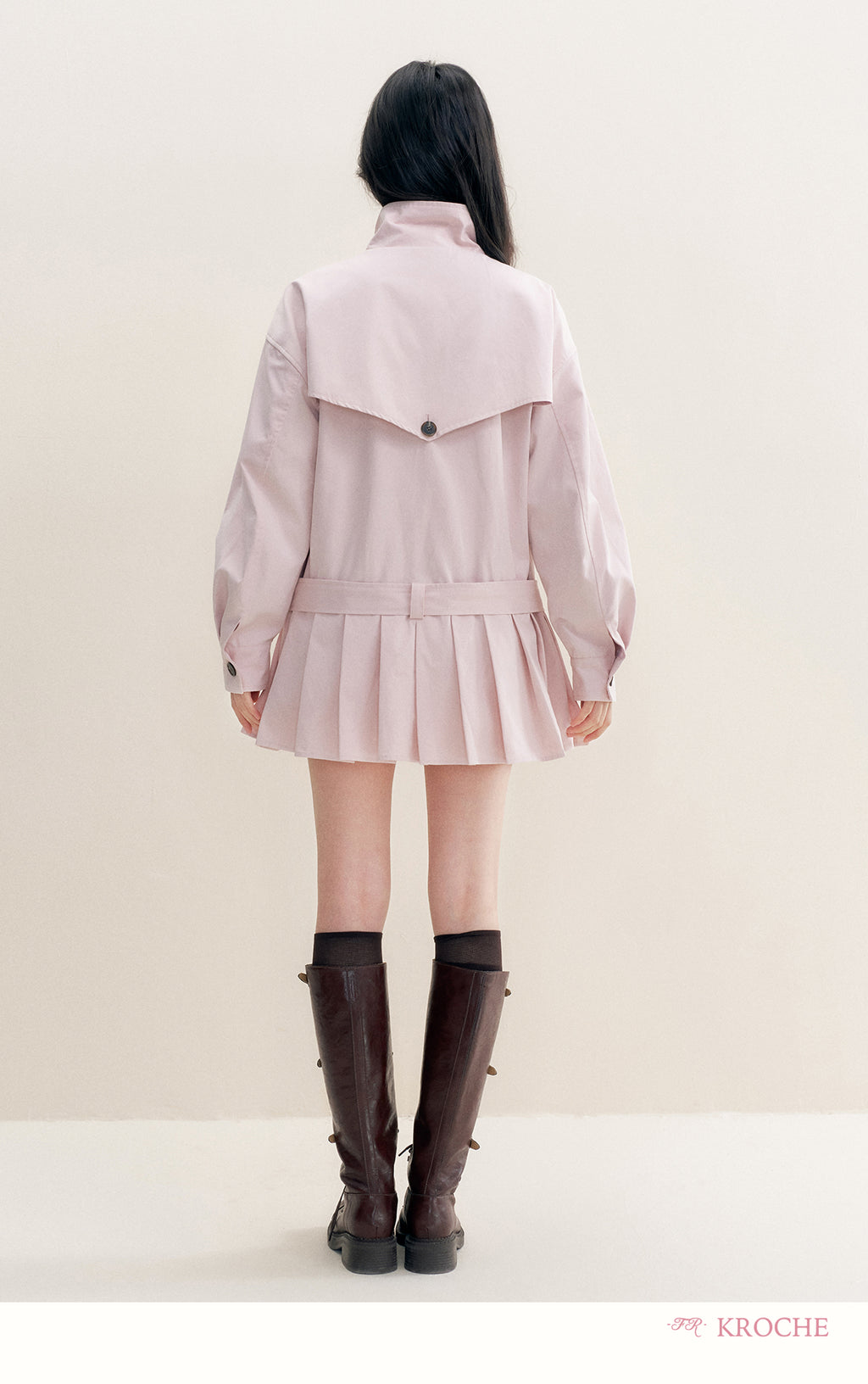 KROCHE 25aw Geek Chic cotton trench coat with stand collar and appliqué embroidery