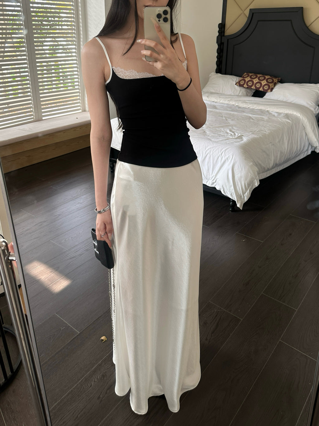 Soft A-line satin silk skirt 5Werkwen
