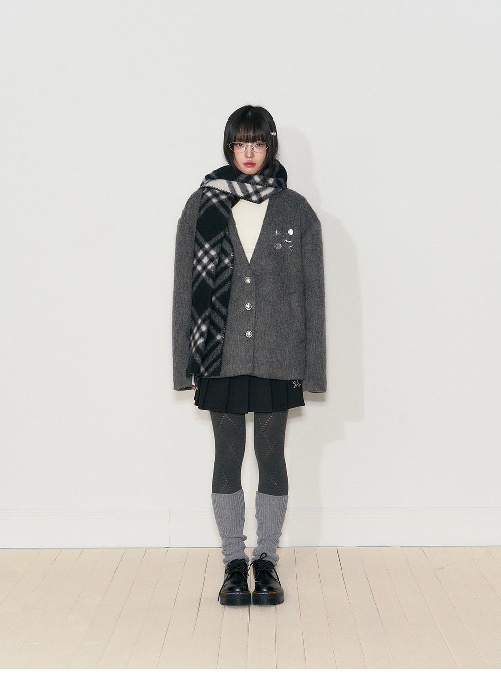 NANGOON Women's unique design loose fitting winter gray wool coat, versatile