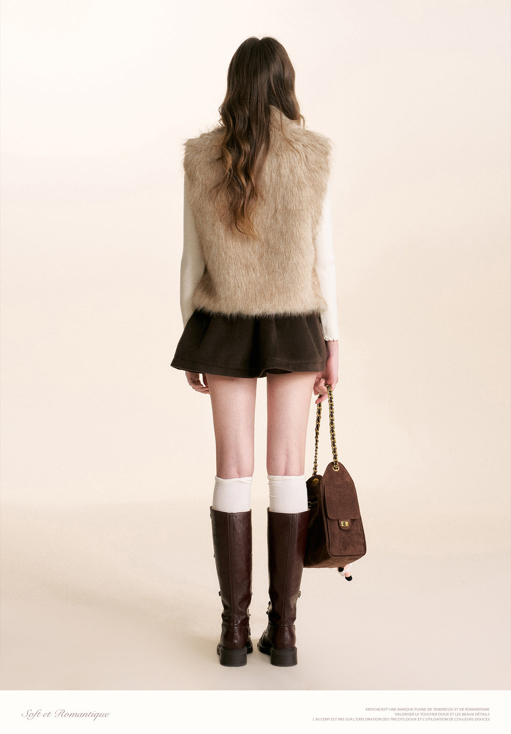 KROCHE Safari Core 25aw Eco-Friendly Fur Short Stand Collar Overcoat, Thick and Warm