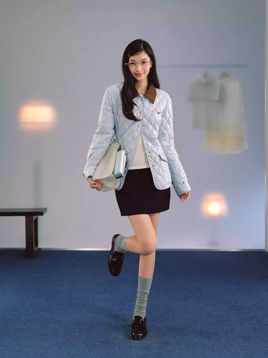 LaluneDuCiel Mid-waist A-line short skirt, loose, hugs the hips, flattering, suitable for women, spring.