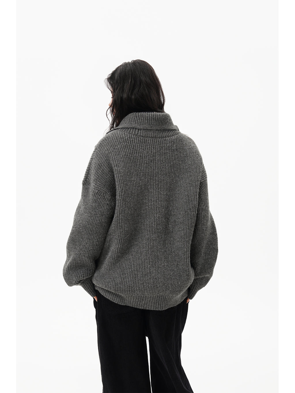 BWKA Men's and Women's Autumn and Winter Classic American Style Button-down Turtleneck Cardigan, High-end Knitted Wool Coat Loose and Comfortable