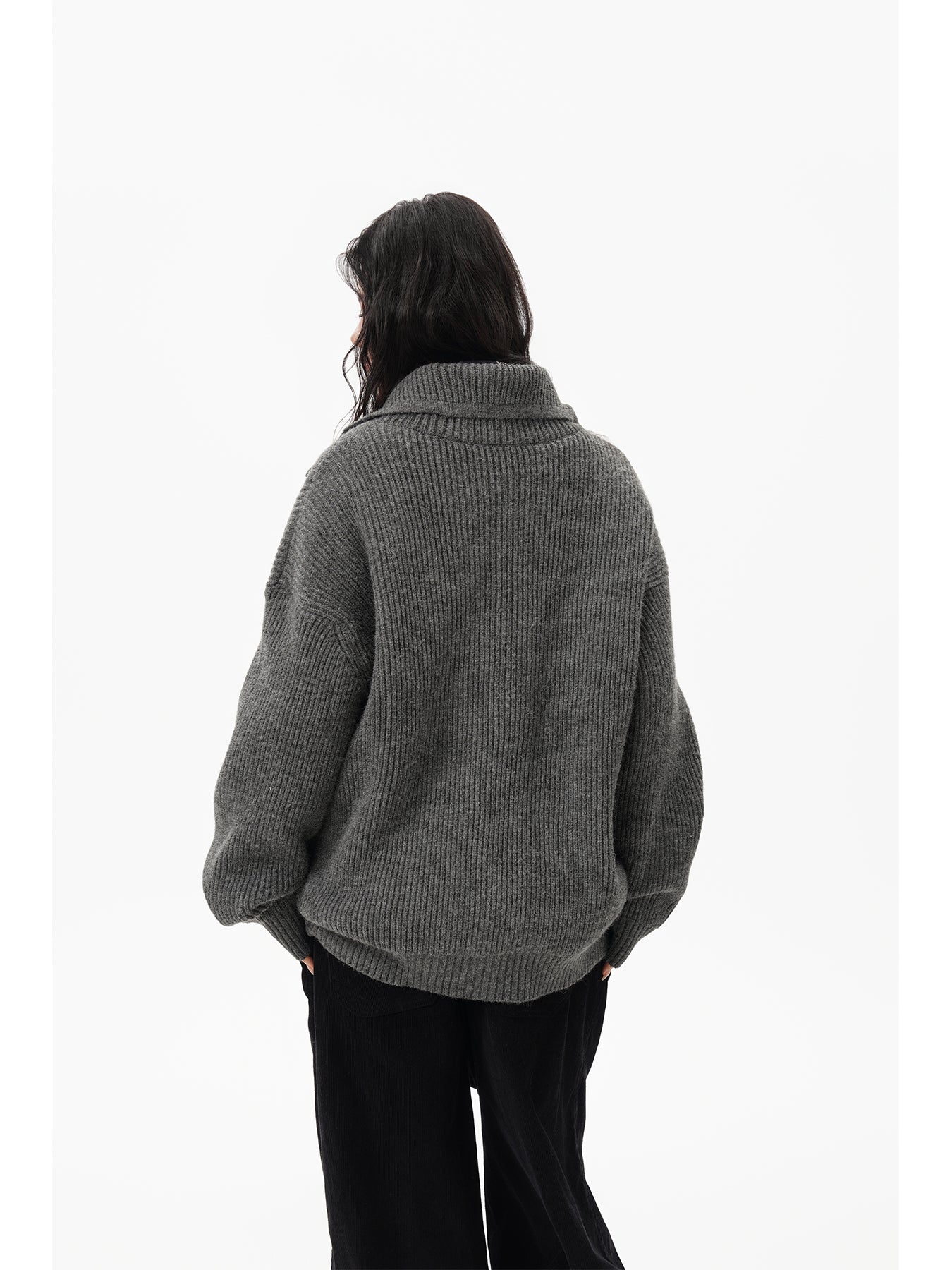 BWKA Men's and Women's Autumn and Winter Classic American Style Button-down Turtleneck Cardigan, High-end Knitted Wool Coat Loose and Comfortable