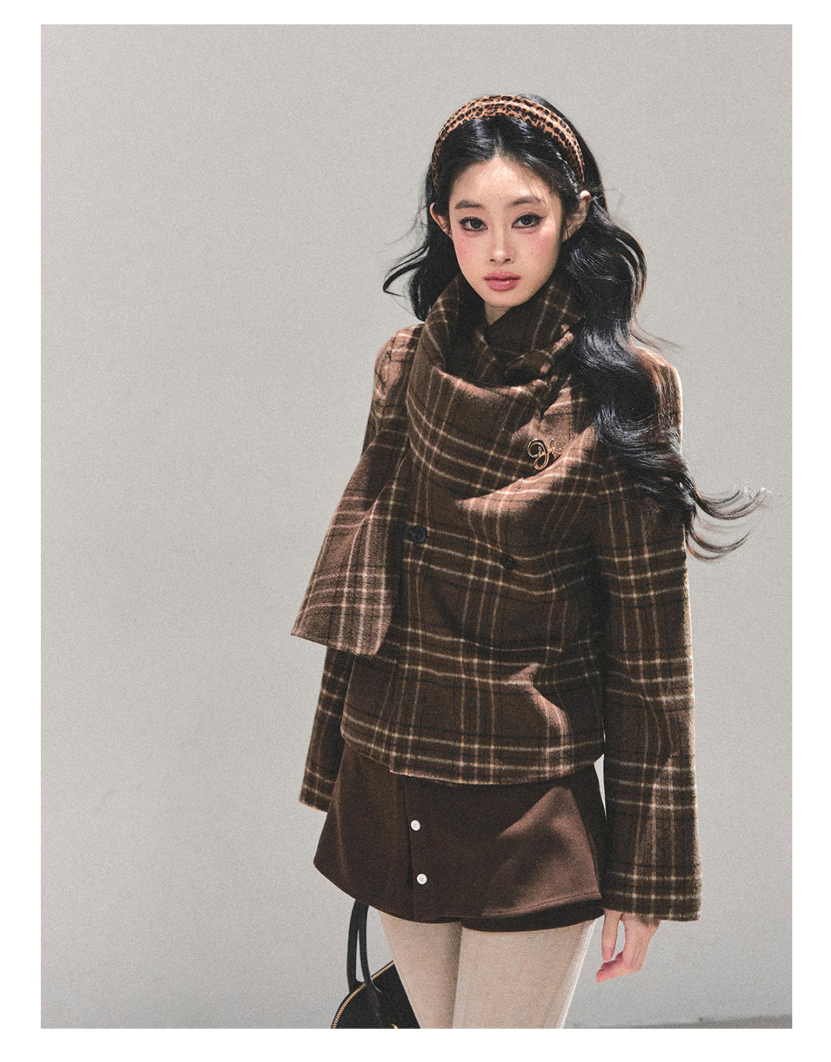 SHAOYEYAN Aomalm Women's "Twilight Forest" High-end Wool Coat, giving off a refined, luxurious feel, perfect for a wealthy heiress. Double-sided wool coat.