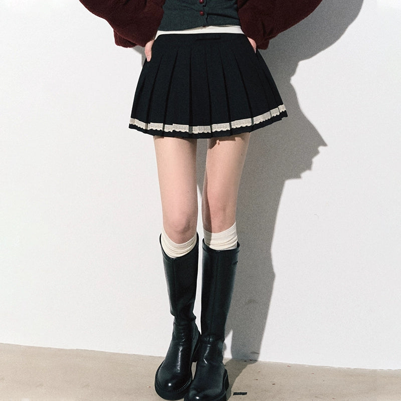 OAKMOO "Let Love Flow" Classic Gray Low-Waist Pleated Skirt for College Girls (Sale)