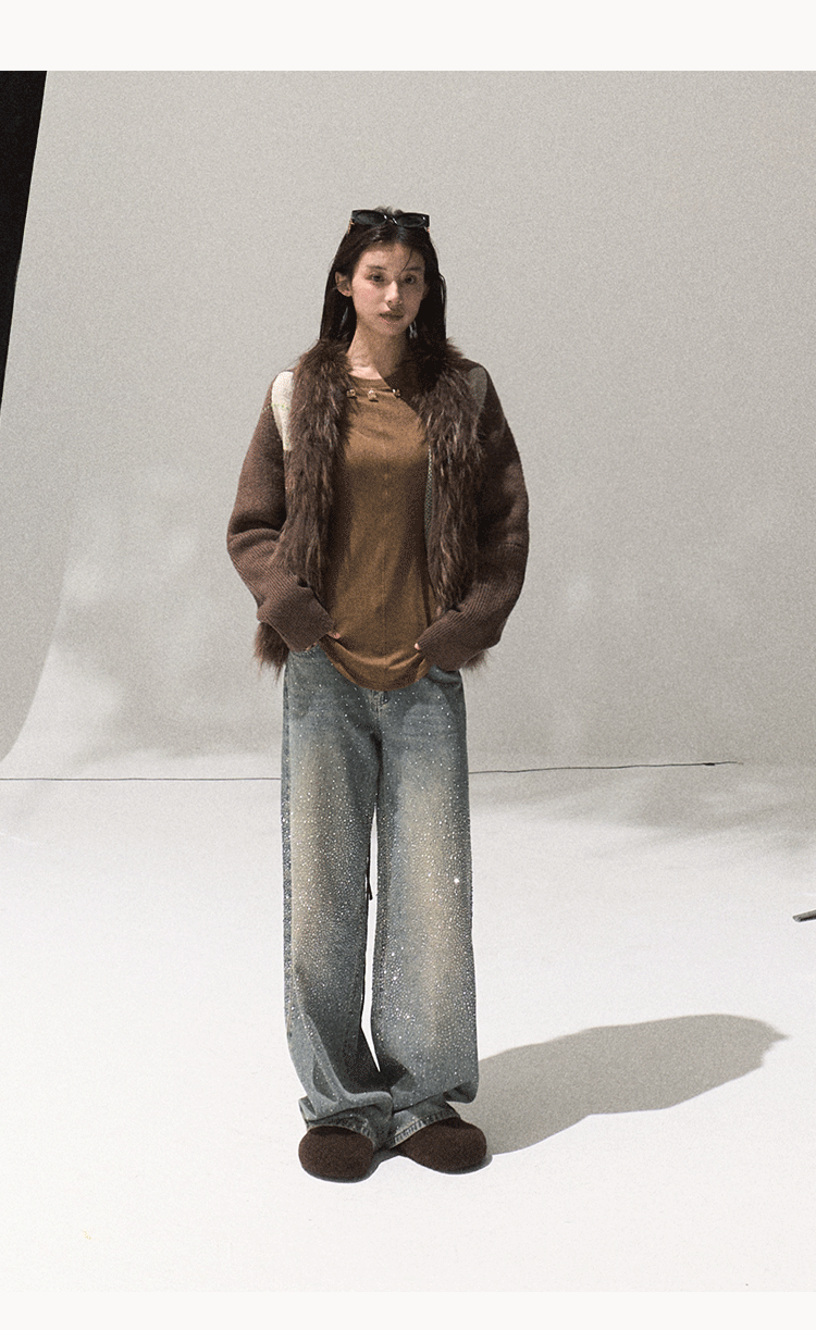 OAKMOO "Tangible Gift" - Women's Loose Cardigan with Raccoon Collar, Thick and Warm Coat.